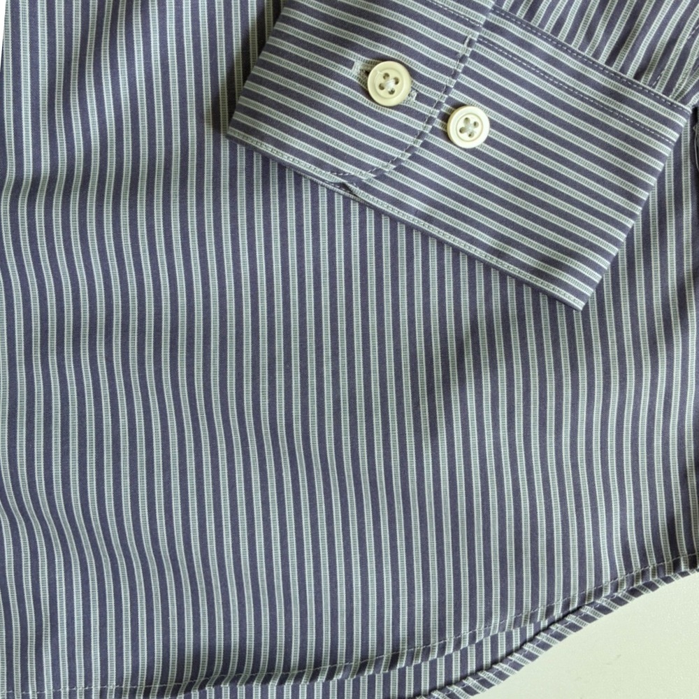 Awearness Kenneth Cole Mens Blue Striped Slim Fit Non-Iron Shirt 14.5 32/33 - Picture 5 of 8